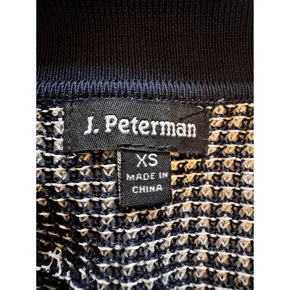 J. Peterman XS Navy Blue White Knit Twinset Cardigan & Tank Top 100% Rayon - Picture 3 of 16